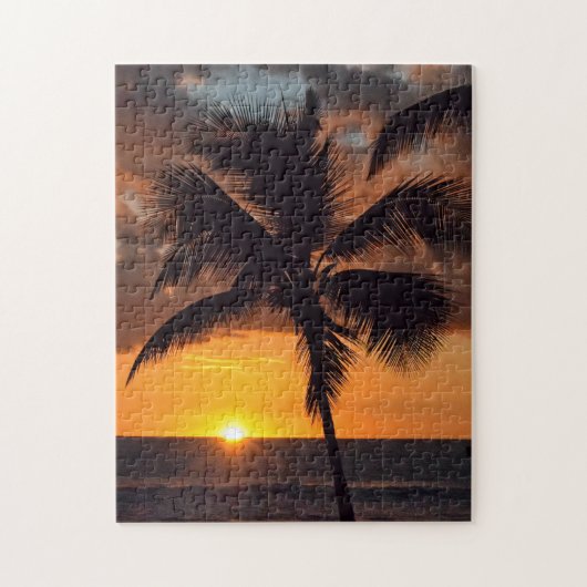 Palmboom op de Sunset in de Puzzle-eilanden Legpuzzel (Verticaal)