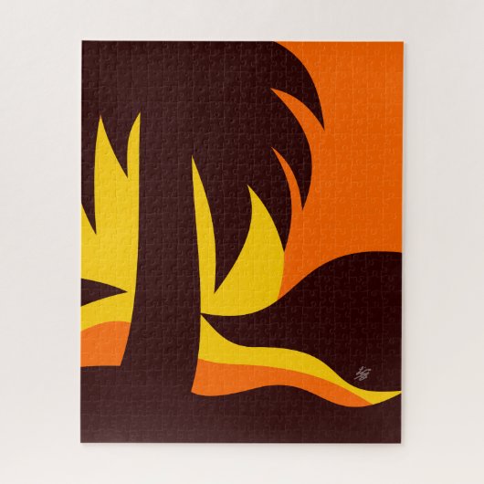 Palmboom op doorsnede met zonneschijnliggend lands legpuzzel (Verticaal)