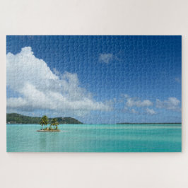 Palmboom op een klein eiland in de lagune van Bora Legpuzzel