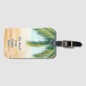 Palmboom op een zonnige dag op het strand bagagelabel (Voorkant (horizontaal))
