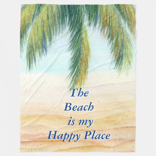 Palmboom op een zonnige dag op het strand fleece deken (Voorkant)
