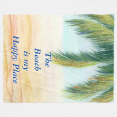 Palmboom op een zonnige dag op het strand fleece deken (Voorkant (Horizontaal))