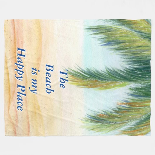 Palmboom op een zonnige dag op het strand fleece deken (Voorkant (Horizontaal))