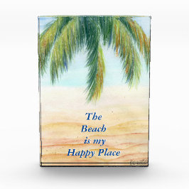 Palmboom op een zonnige dag op het strand fotoblokken