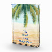 Palmboom op een zonnige dag op het strand fotoblokken (Rechts)