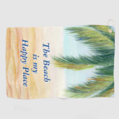 Palmboom op een zonnige dag op het strand golfhanddoek (Horizontaal)