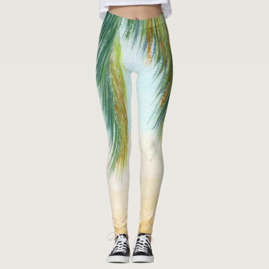 Palmboom op een zonnige dag op het strand leggings (Voorkant)
