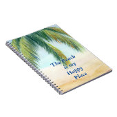 Palmboom op een zonnige dag op het strand notitieboek (Rechterzijde)
