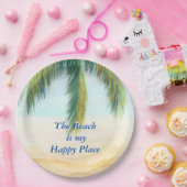 Palmboom op een zonnige dag op het strand papieren bordje (Feest)