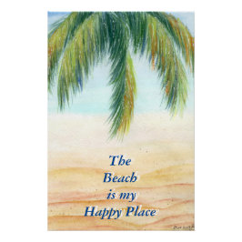 Palmboom op een zonnige dag op het strand perfect poster