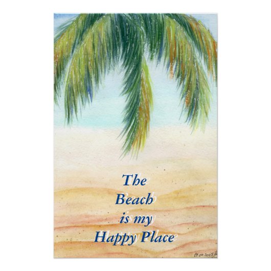 Palmboom op een zonnige dag op het strand perfect poster (Voorkant)