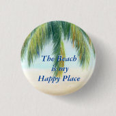 Palmboom op een zonnige dag op het strand ronde button 3,2 cm (Voorkant)