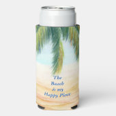 Palmboom op een zonnige dag op het strand seltzer blikjeskoeler (Seltzer Achterkant)