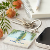Palmboom op een zonnige dag op het strand sleutelhanger (Voorkant Rechts)