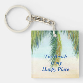 Palmboom op een zonnige dag op het strand sleutelhanger