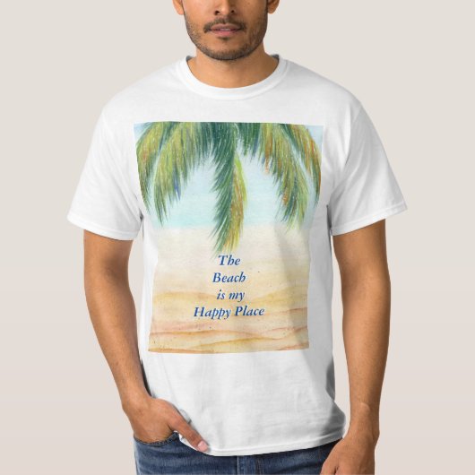 Palmboom op een zonnige dag op het strand t-shirt (Voorkant)