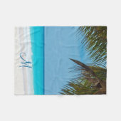 Palmboom op het strand Foto Toevoegen Fleece Deken (Voorkant (Horizontaal))