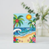 Palmboom op het strand | Groeten Briefkaart (Staand voorkant)