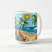 Palmboom op het strand  koffiemok (Voorkant rechts)
