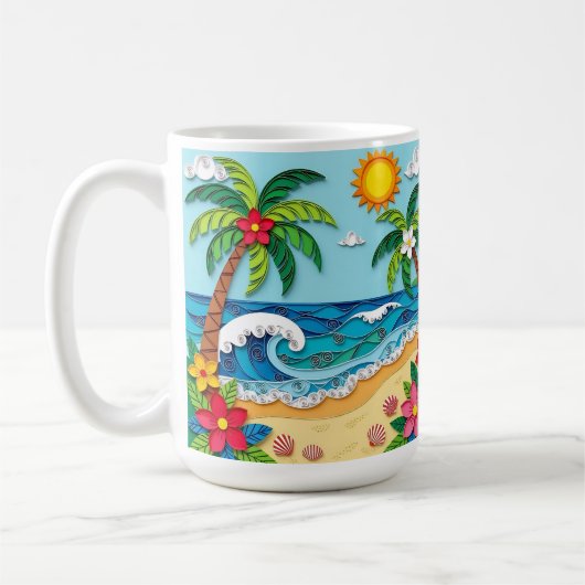 Palmboom op het strand  koffiemok (Links)