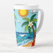 Palmboom op het strand latte mok (Rechterhoek)