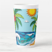 Palmboom op het strand latte mok (Voorkant)