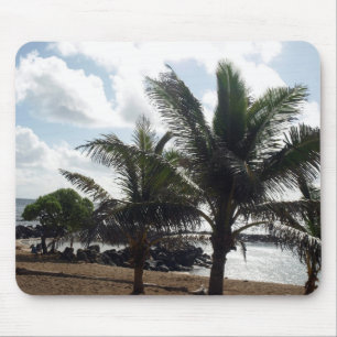 Palmboom op het strand muismat