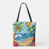 Palmboom op het strand Persoonlijk Tote Bag (Achterkant)