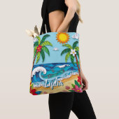 Palmboom op het strand Persoonlijk Tote Bag (Dichtbij)