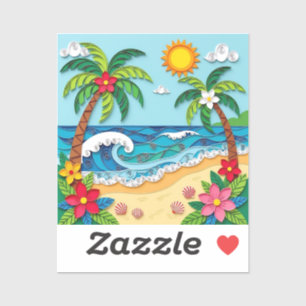 Palmboom op het strand sticker