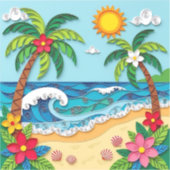 Palmboom op het strand sticker (Voorkant)