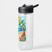 Palmboom op het strand waterfles (Links)