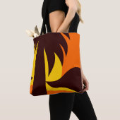 Palmboom op strand zonsondergang tote bag (Dichtbij)