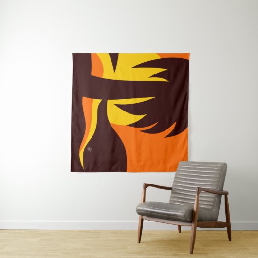 Palmboom op strand zonsondergang wandkleed (In Situ (horizontaal))