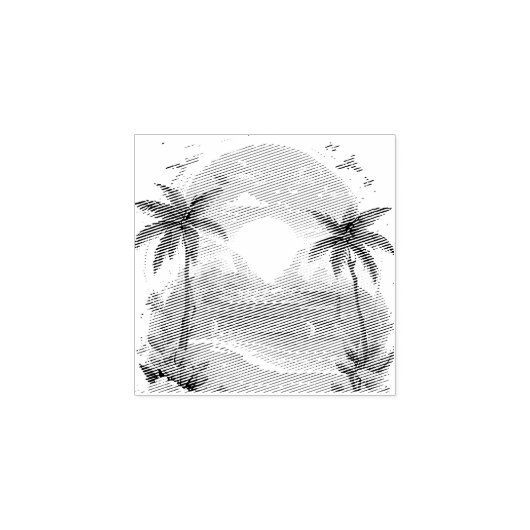 Palmboom op zandstrand rubberstempel (Afrduk)