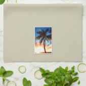Palmboom op zonnestempel op crème theedoek (Gevouwen)