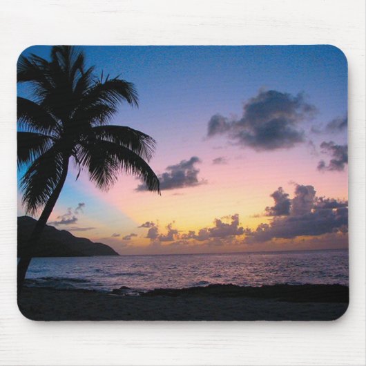 Palmboom op zonsondergang muismat (Voorkant)