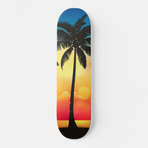 Palmboom op zonsondergang persoonlijk skateboard
