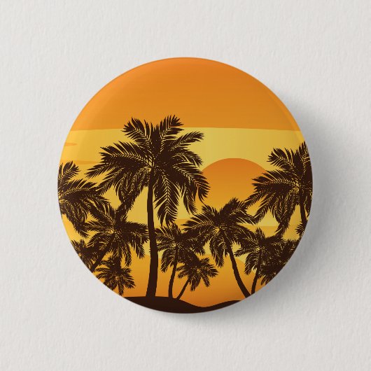 Palmboom op zonsondergang ronde button 5,7 cm (Voorkant)
