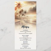 Palmboom & Oranje Zonsondergang Strand Bruiloftsme Menu (Voorkant)
