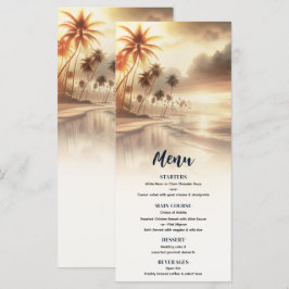 Palmboom & Oranje Zonsondergang Strand Bruiloftsme Menu