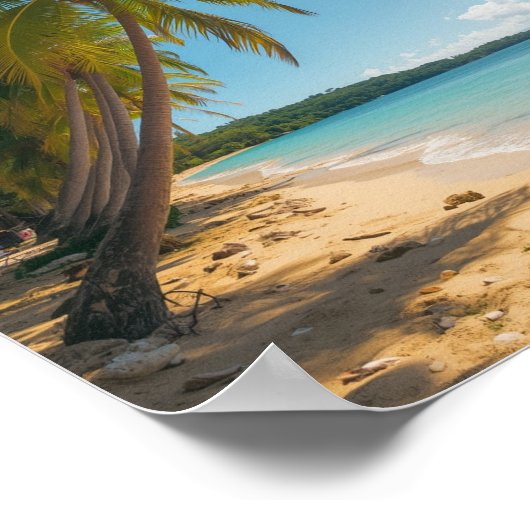 Palmboom over het strand poster (Hoek)