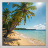 Palmboom over het strand poster (Voorkant)