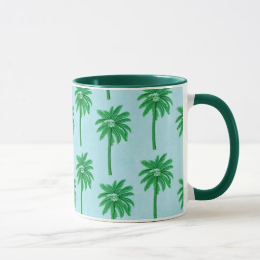 Palmboom Patroon op blauw Mok (Rechts)