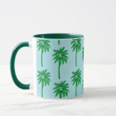 Palmboom Patroon op blauw Mok (Links)