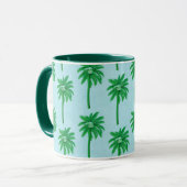 Palmboom Patroon op blauw Mok (Voorkant links)