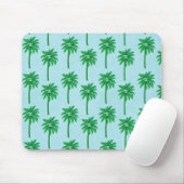 Palmboom Patroon op blauw Muismat (Met muis)
