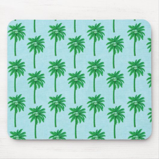 Palmboom Patroon op blauw Muismat (Voorkant)