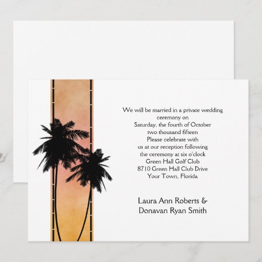 Palmboom Perzik Geel Ombre Ontvangst Only Kaart (Voorkant / Achterkant)