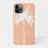 Palmboom Perzik Wit Tropisch Elegant Monogram Case-Mate iPhone Case (Achterkant)